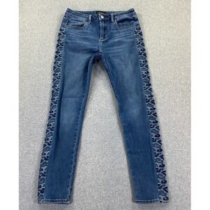 Driftwood Jackie High Rise Skinny Jeans Women's 26x28 Blue Camo Stretch Whisker